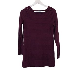White House Black Market Long Sleeve Knit Sweater Purple
